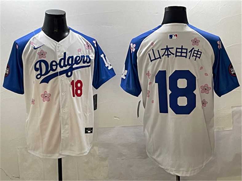 Men%27s Los Angeles Dodgers #18 Yamamoto White Royal 2025 Tokyo Series Limited Stitched Jersey->los angeles dodgers->MLB Jersey